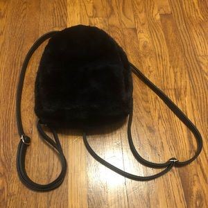 Faux fur fuzzy mini backpack purse